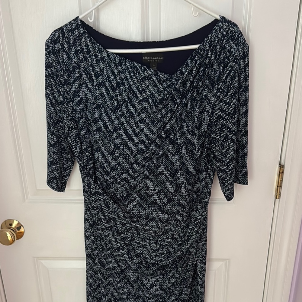 Connected Apparel Black and Gray Asymmetrical Sheath Dress